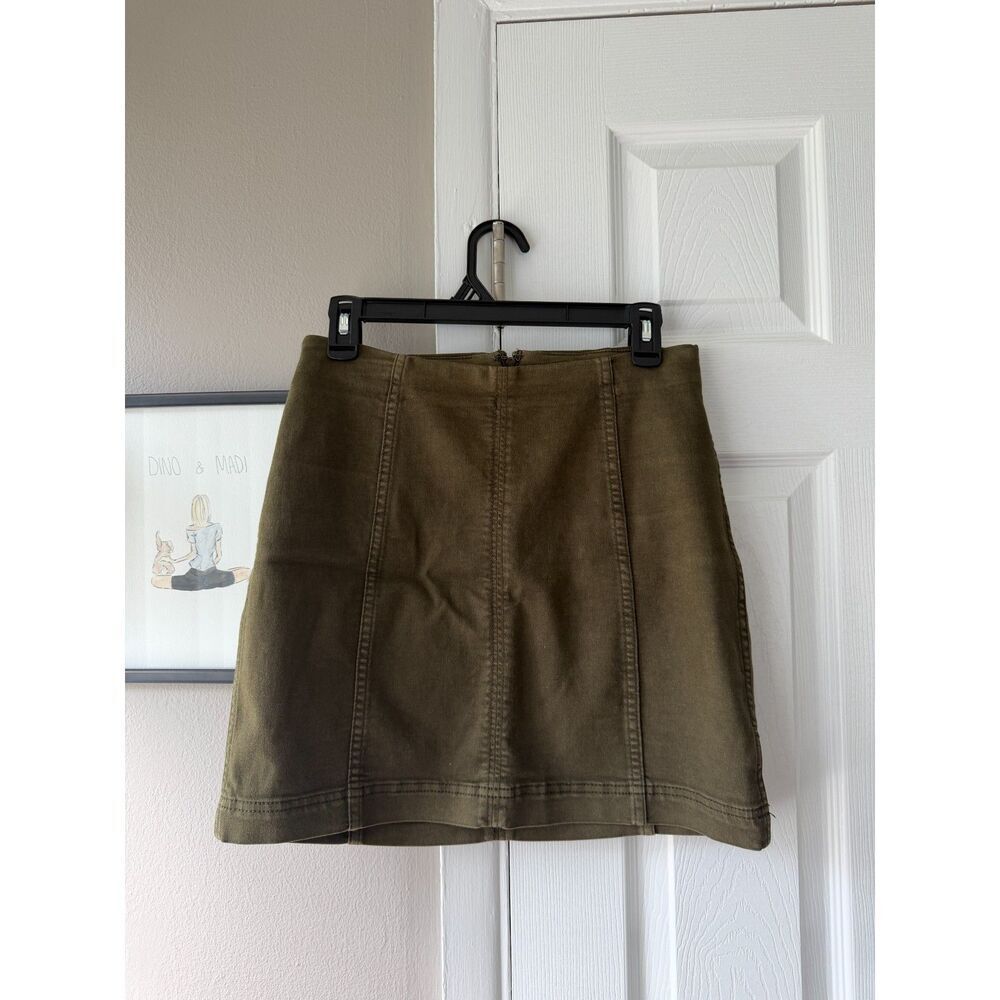 Free People Green Denim Mini Skirt